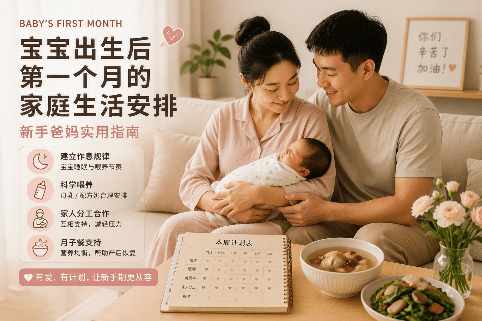 宝宝满月前家庭照护节奏怎么安排？