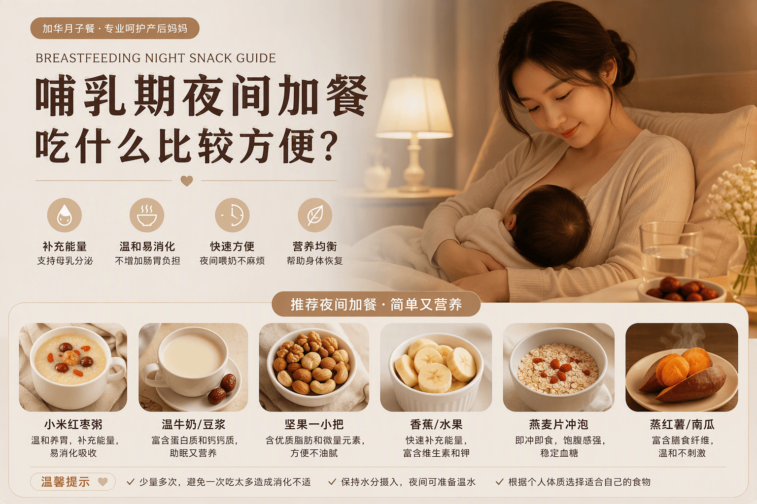 哺乳期夜间加餐吃什么比较方便？
