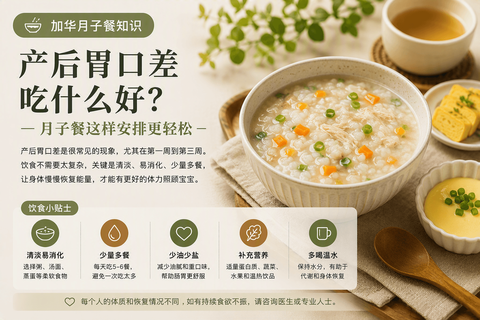 产后胃口不好怎么安排月子餐？