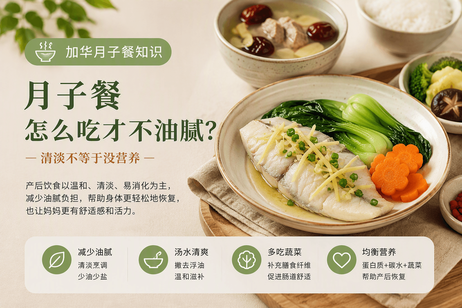 月子餐如何做到不油腻又有营养？