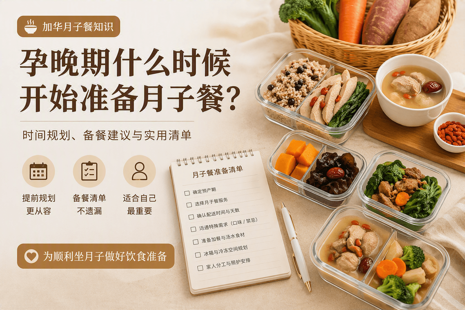 孕晚期什么时候开始准备月子餐？